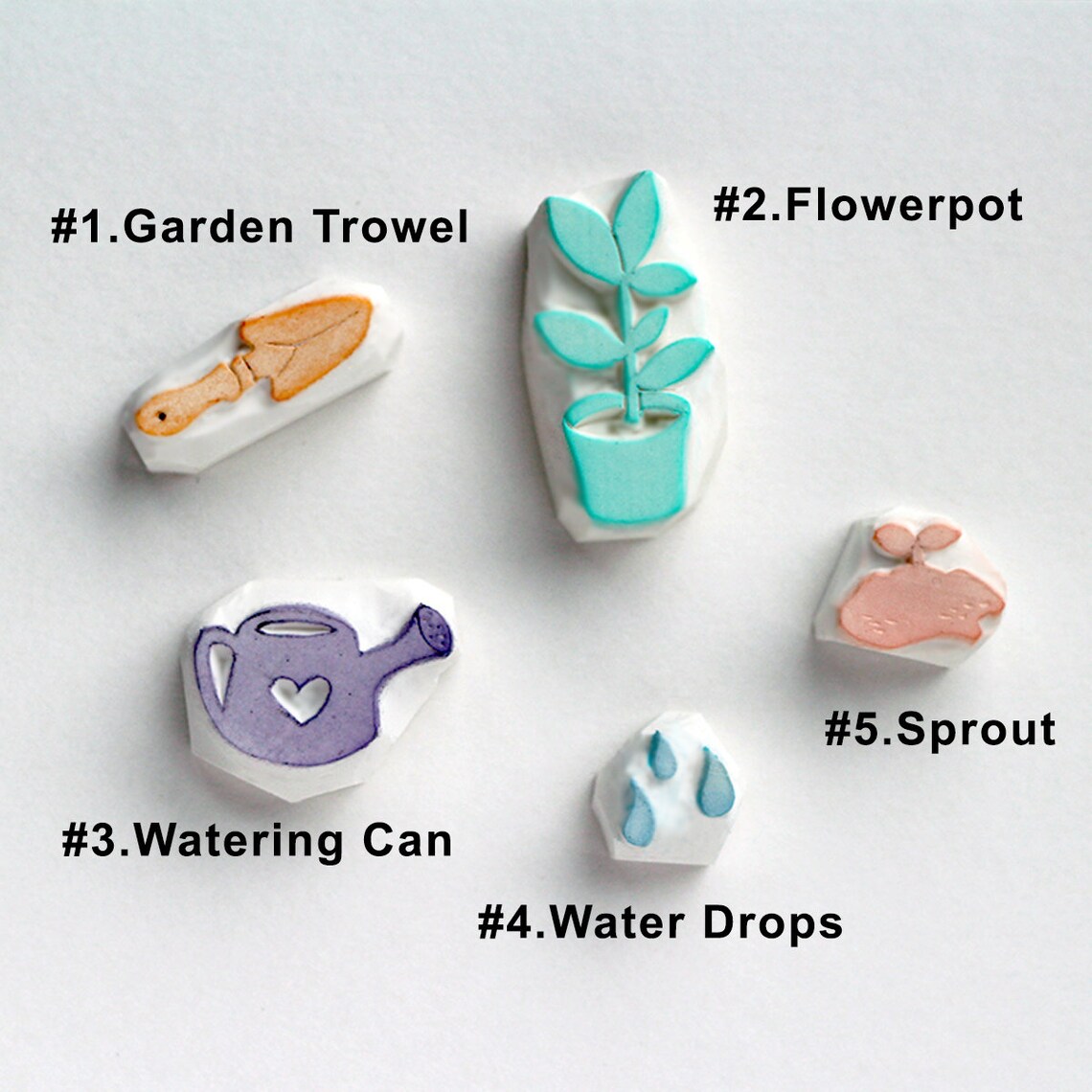 Gardening rubber stamp. Hand carved rubber stamp. Set of Etsy