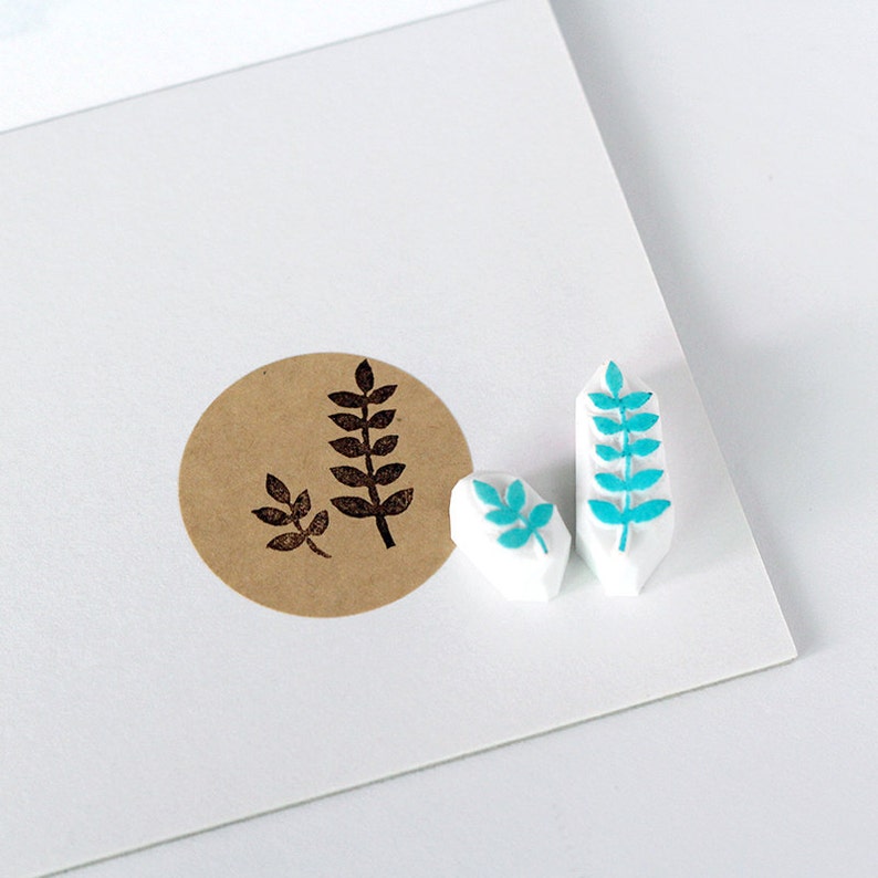 Leaf rubber stamp. Hand carved stamp. Set of 2 leaves. Or Etsy
