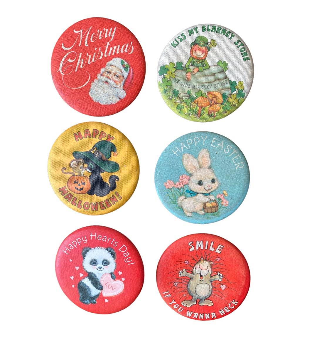 Vintage Hallmark Seasonal Fabric Buttons St. Paddy's Day, Santa ...