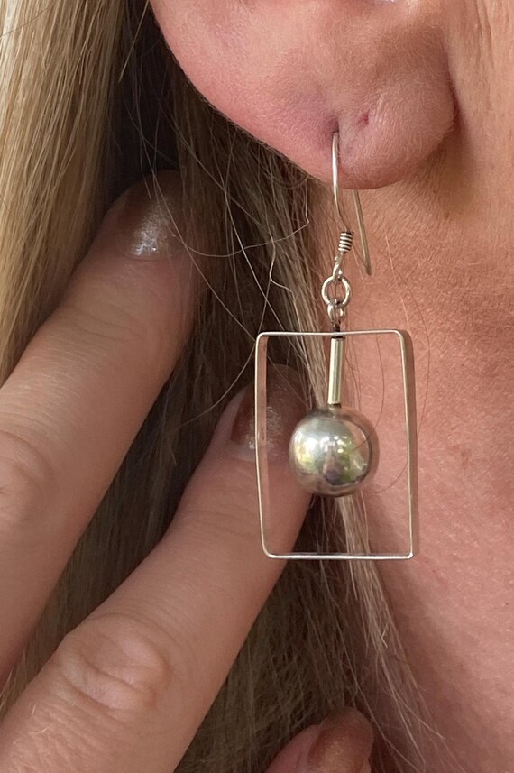 Geometric 925 Rectangular Earrings with Kinetic C… - image 10