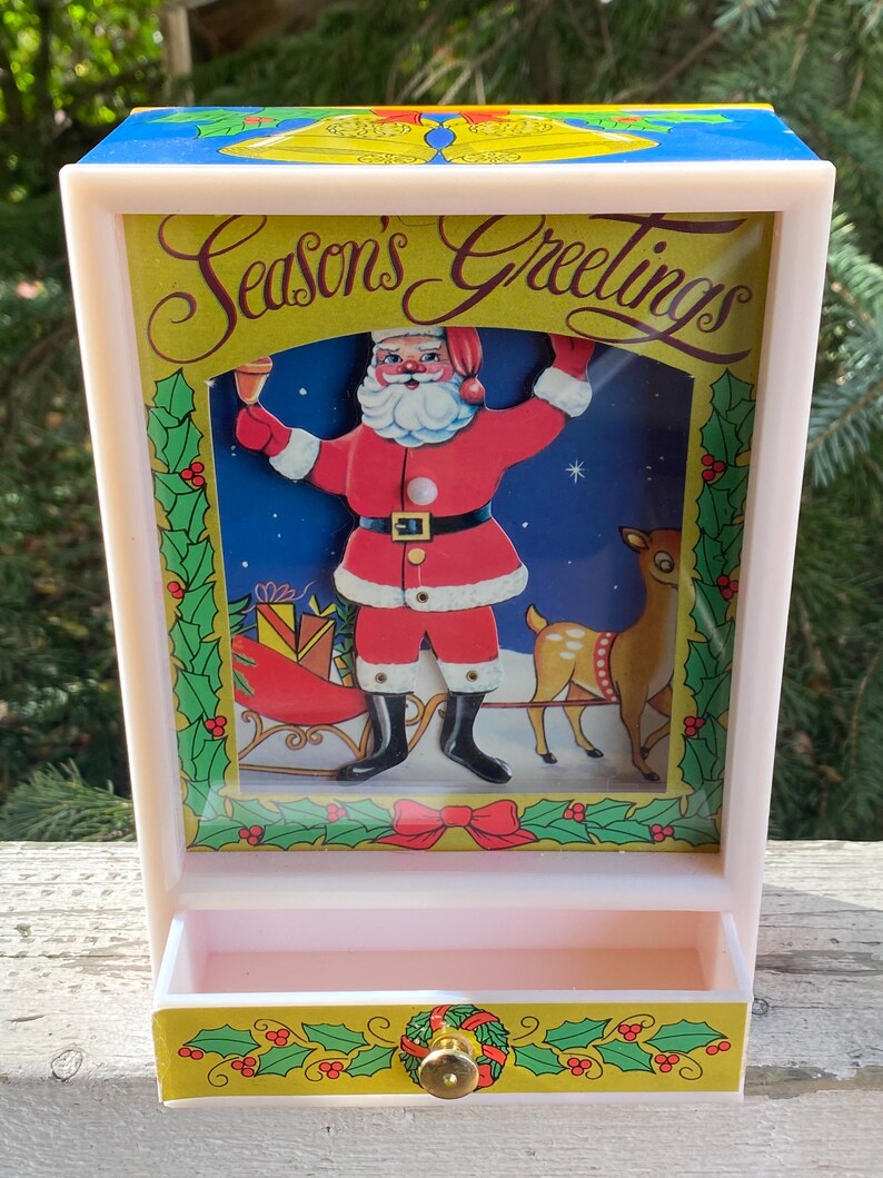Dancing Santa Music Box Small Jewellery Storage Wind up Santa Jingle