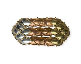 Mexican Mixed Metal Brutalist Belt Buckle Raised Snake Skin Effect Handmade Artisan
