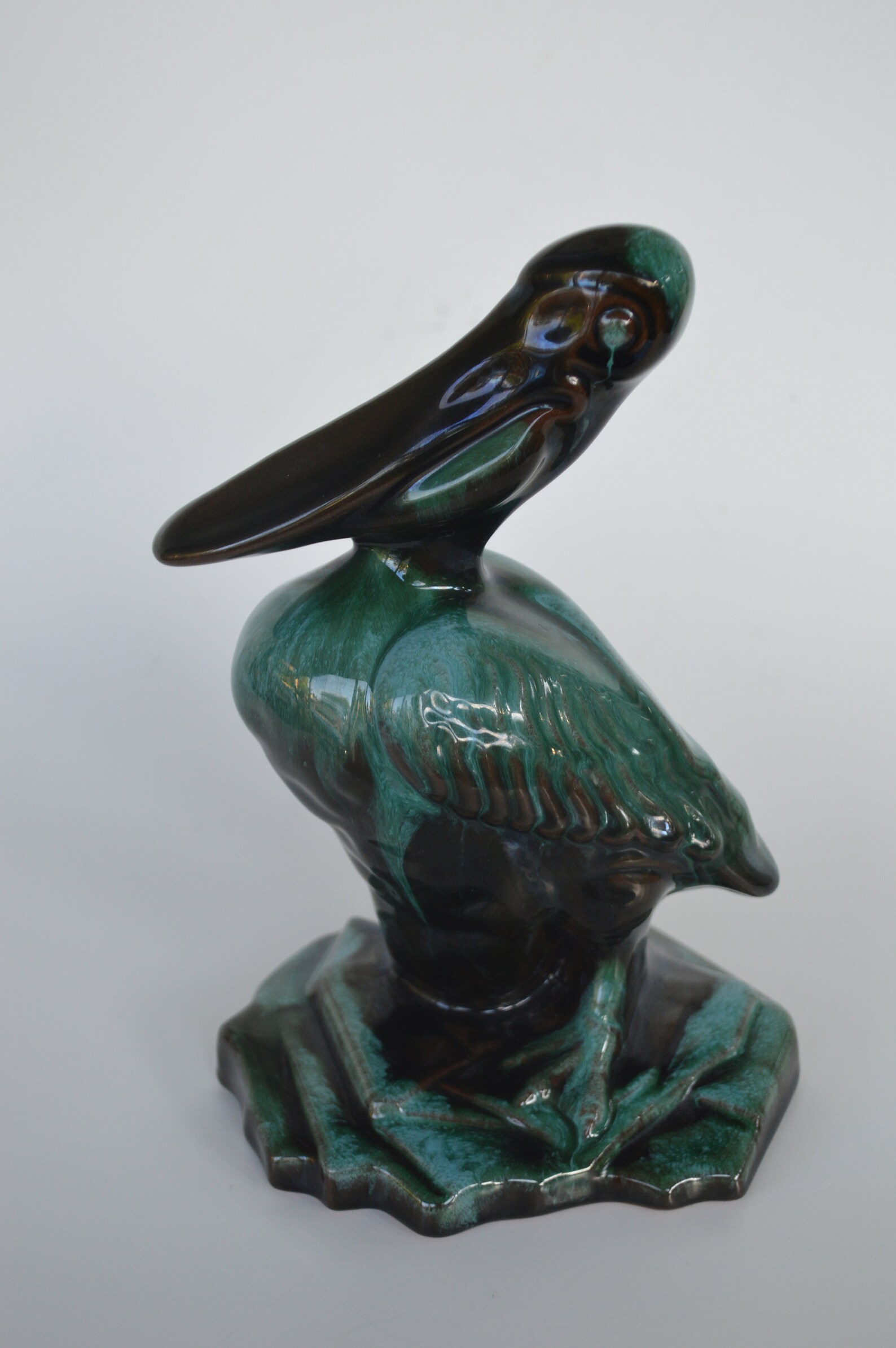 HTF Blue Mountain Pottery PELICAN Green Drip Glaze Etsy