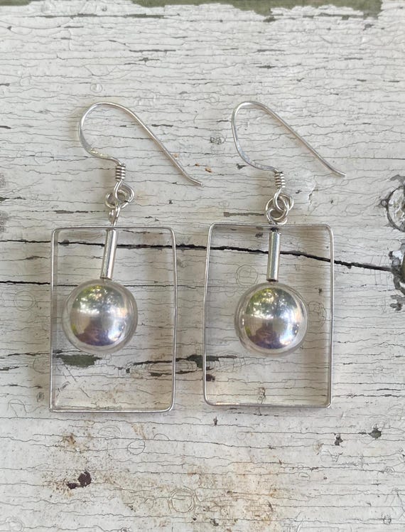 Geometric 925 Rectangular Earrings with Kinetic C… - image 3