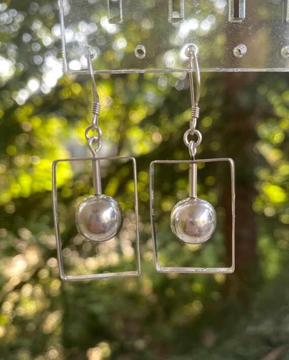 Geometric 925 Rectangular Earrings with Kinetic C… - image 4