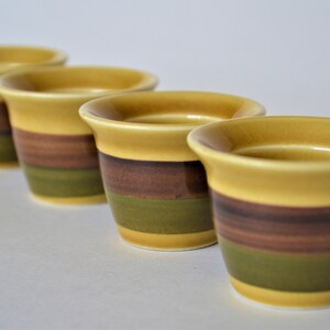 1970s Scandinavian Design Set of 5 Vintage Stavangerflint Norway Pottery Ochre Color Pottery Egg Cups