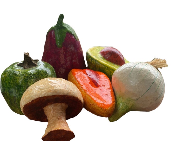 Mexican Paper Mache Vegetables Handmade and Hand Painted Life Size