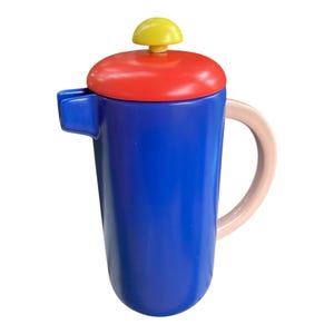 Oui Postmodern French Press, Ceramic Memphis Style Coffee Pot Y2K Kitchen Decor
