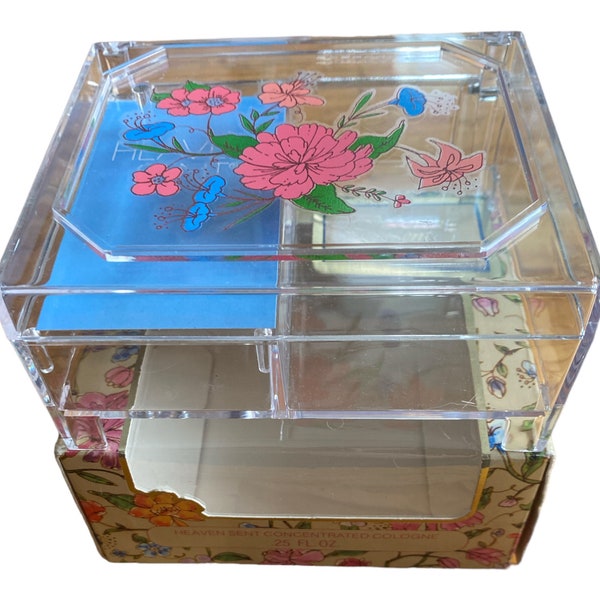 Vintage Helena Rubinstein Heaven Sent "Love Notes"  Lucite Music Box with Original Packaging