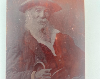 Walt Whitman Copper Print Newspaper Ink Plate Type On Wood Block