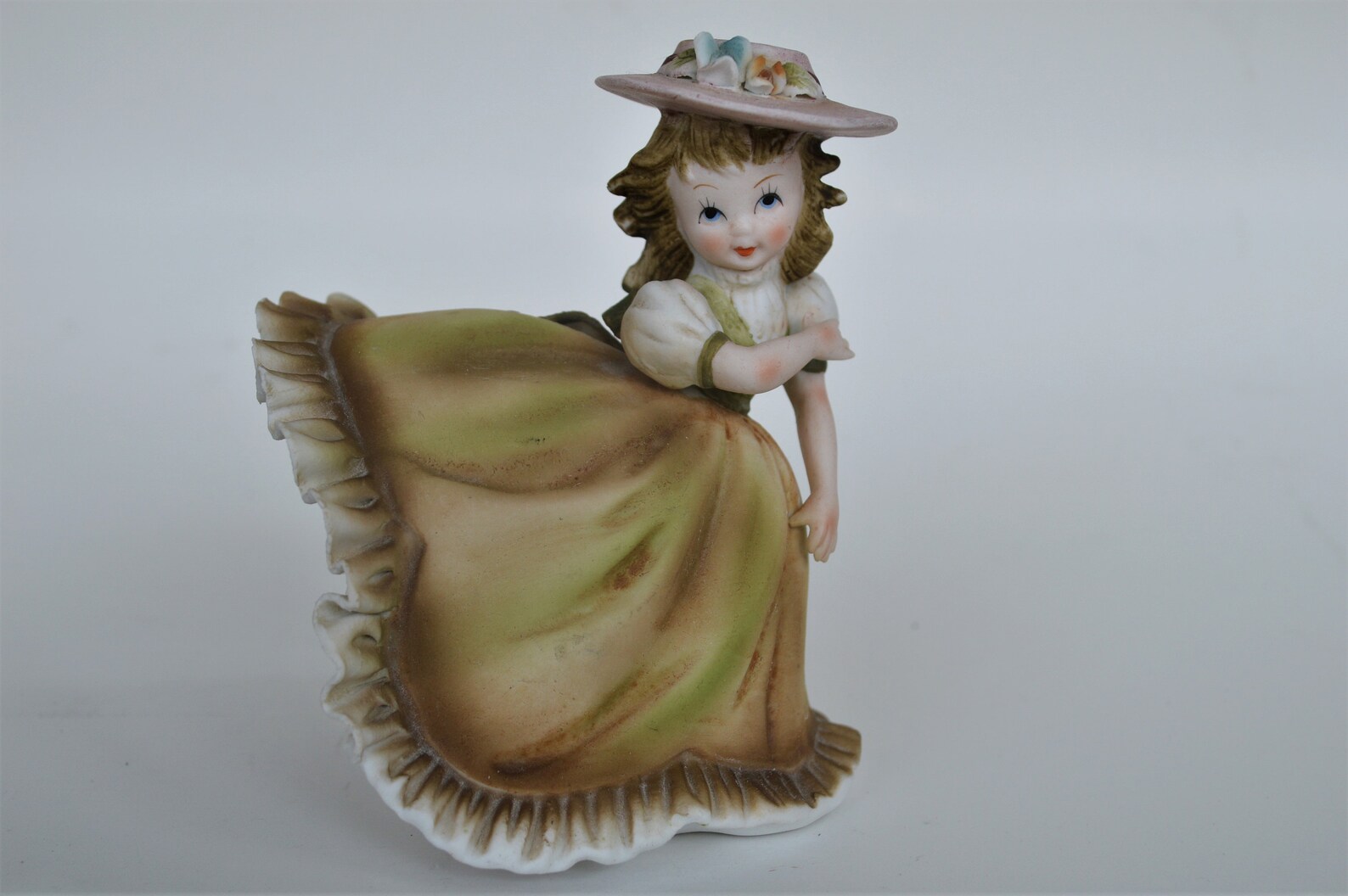 Lefton Girl With Bloomers Bisque Figurine in Green Dress - Etsy