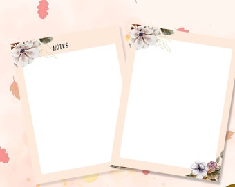 Floral Letter Writing Paper,  Printable Autumn Stationery Set,  Digital Notebook Inserts, Instant Digital  Download