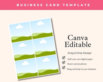 4 x 3.5 Inch Business Card Tag Template, Canva Frame, Drag and Drop Your Photo, DIY Scrapbooking, and Junk Journal Supplies for Crafters