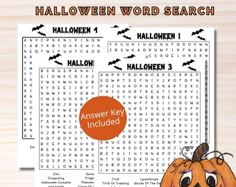 Halloween Word Find Printable Word Search Game for Adults and Teens Autumn Fun Activity