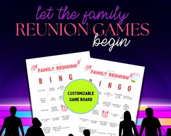 Family Reunion Bingo Card Template, DIY Find the Guest Who Bingo Game Generator, Customizable Party Game Board for Your Special Events - 5x5