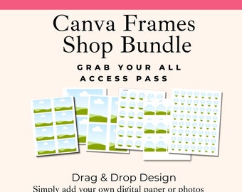 Collage Sheets and Custom Canva Frame Template Bundle, WHOLE SHOP ACCESS Scrapbooking and Junk Journal, Jewelry Maker Supplies for Crafters