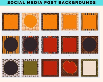 Social Media Backgrounds, Square Post Backgrounds, Ethnic Print, ATC Card, Quote Template, Instagram Feed Post Image