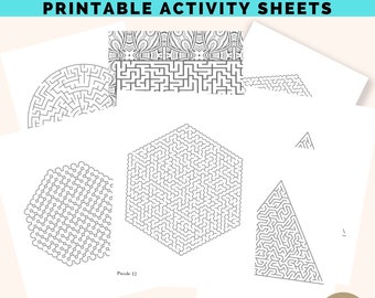 Printable Mazes for Adults and Teens, Complex Puzzle Activity Sheets, Brain Games, Instant Digital Download