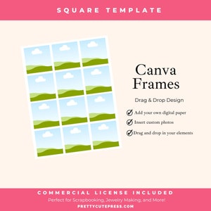 Modèle d'étiquette carrée de 2,5 x 2,5 pouces, cadre en toile, carte de visite, photo par glisser-déposer, album de scrapbooking DIY et fournitures de journal indésirable pour les artisans
