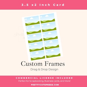 名刺テンプレート 3.5 x 2 インチ、Canva フレーム、写真のドラッグ アンド ドロップ、DIY スクラップブック、クラフター向けのジャンク ジャーナル用品