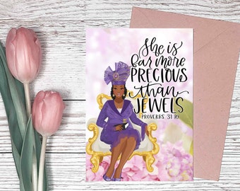 African American Mother's Day Card, Printable Mom Greeting Card, Proverbs 31 Mama,  Thank You Mum, Floral, Instant Download