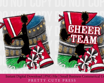 Cheer Team PNG Bundle, Cheerleader,  Commercial Use DFY Digital Design Element, School Spirit Design for Crafters