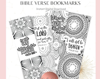 Bible Verse Bookmark,  Scripture Bookmarks, Printable Verse Print, Book Marks to Color, Inspirational Marker