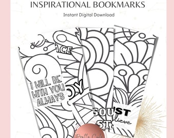 Christian Bookmarks to Color, Inspirational Marker,  Scripture Bookmarks, Printable Coloring, Book Lover Gifts, Color Your Own