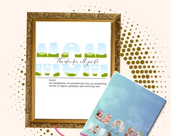 Personalized Mom Photo Collage Frame Drag and Drop Your Photo Blank Canva Editable Template DIY Mother's Day and Birthday Gift Ideas