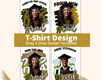 2024 Grad Shirt Design Template | Editable Canva Frame Layout | Customizable High School & College Grad Art File | DIY Graduation Accessory