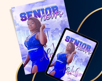 2024 Grad Magazine Cover Editable Photoshop Layout | Customizable High School & College Graduate Art File | DIY Graduation Graphic Flyers