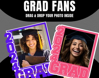 Graduation Fan Temple Editable Custom Canva Frame| Personalizable High School & College Grad Design Art File | DIY Commencement Accessory