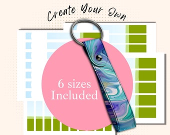 Wristlet Key Fob Template Editable Canva Frame for Personalized Keychain Designs Sublimation Supplies for Crafters and Small Business