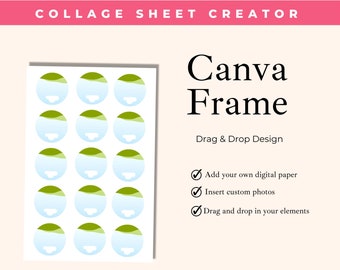 Bottle Cap 1" Inch Circle Canva Frame Template, Drag & Drop Design to Make Your Own Buttons, Pins, Charms, or Collage Sheets