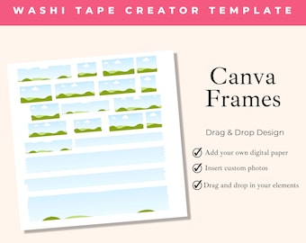 Washi Tape Canva Frame Template, Create Your Own Digital Washi Strips, Drag and Drop Design Planner Design Canva Elements for Planner Crafts