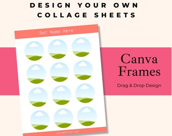 1" Circle Mini Collage Sheet for Crafters and Creatives to Design Your Own Round Art | Round Custom Canva Frame |