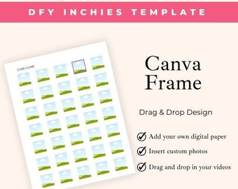 Inchies Canva Frame, 1 " Square Commercial Use Template, Drag and Drop Your Photo, DIY Scrapbooking and Crafting Projects