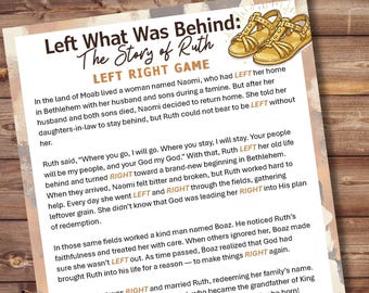 Ruth Bible Study Game for Women’s Ministry, Left Right Story Pass the Prize Game, Christian Small Group Icebreaker