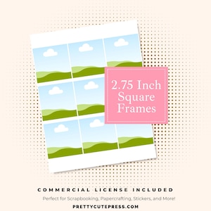 2,75-Zoll-quadratische Kachelvorlage, 2,75-Bild-Canva-Rahmen, Ziehen und Ablegen Ihres Fotos, DIY-Scrapbooking- und Junk-Journalzubehör | Mini-Wallet-Größe