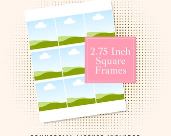 2.75 Inch Square Tile Template, 2.75 Image Canva Frame, Drag and Drop Your Photo, DIY Scrapbooking & Junk Journal Supplies |Mini Wallet Size