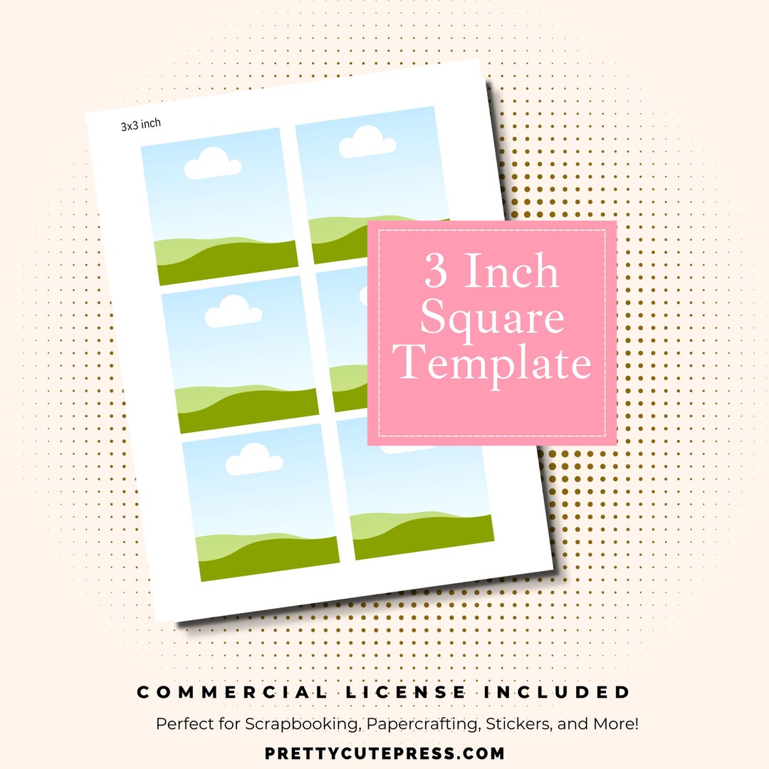 3x3 Inch Square Canva Tile Template Customizable Blank Frame for Easy ...