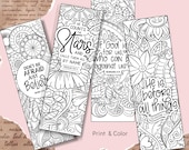 Christian Bible Verse Bookmark to Color, Inspirational Scripture Markers for Book Lovers, Printable Faith Inspired Print Book Marks Digital