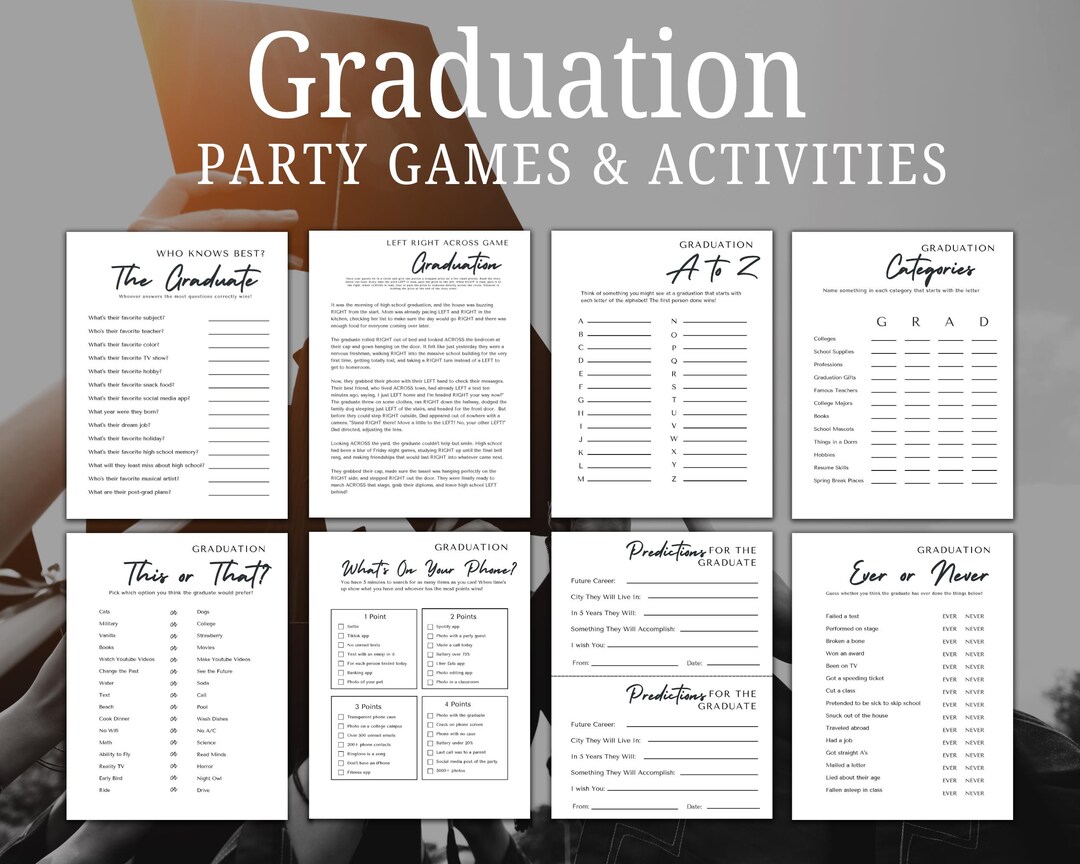 Graduation Party Games Bundle, Printable Grad Party Activities Idea for ...