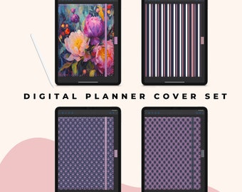 Digital Planner Covers, Set of 4 Commercial Use PNGs for Creating Your Own Planners and Journals for Goodnotes and Notetaking Apps