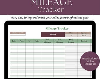 Mileage Tracker Spreadsheet - Auto-Calculating Mileage Log for Google Sheets, Easily Record Business Expense & Tax Deduction