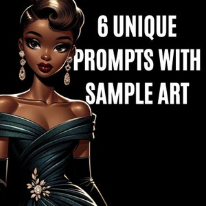 ChatGP Dall-E3 Prompt Guide AI Art Prompts for African American Vintage Glam Beauties Clipart Create Your Own Retro Fashion Illustrations image 7