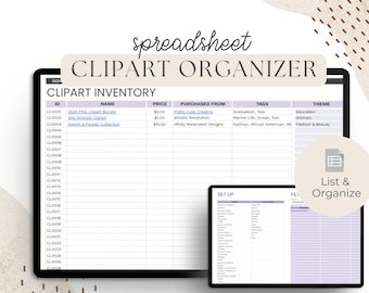 Clipart Inventory Tracker - Easily Track & Organize Your Images, AI Art, and Graphic Purchases - Digital Organizer Spreadsheet for Crafters