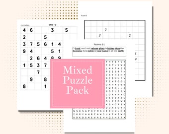 Pack de puzzles de recherche de mots et de chiffres pour les créatifs et les auto-éditeurs à des imprimables DIY et des cahiers d'activités, ajoutez vos propres images