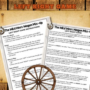Gra w stylu westernu Left Right na przyjęcia urodzinowe, przerwę zimową lub letnią oraz inne specjalne okazje | Gra grupowa Pass the Gift Event Game