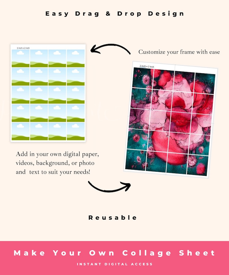 2x2 Square Tile Template Twinchies Canva Frame Drag and Drop image 2